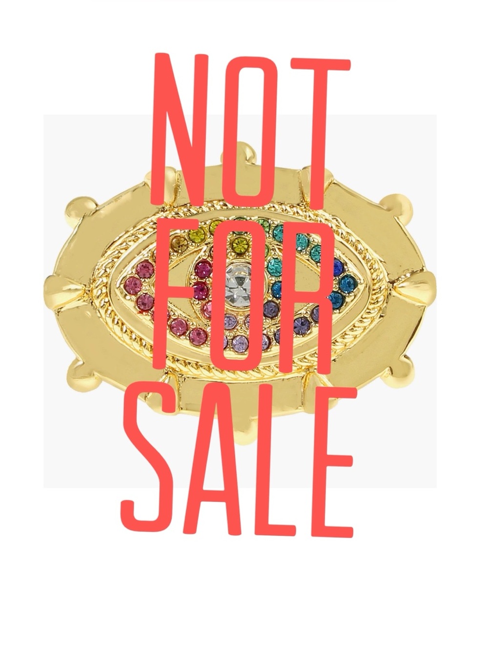 Kurt Geiger Rainbow Crystal Evil Eye Cocktail Ring
